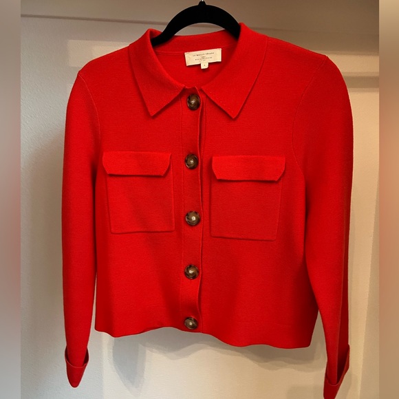 Sezane Betty Cardigan Coral Red  - Size S - Picture 2 of 6
